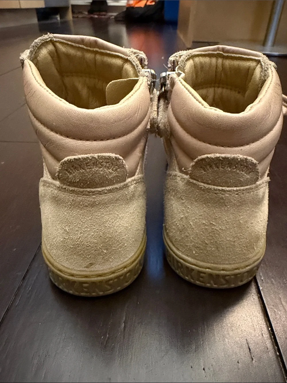 Birkenstock Kids suede high tops dusty pink